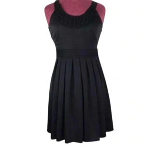 Ann Taylor Loft Petite Dress Black Bib Front Sz 0P